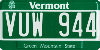 VT license plate VUW944