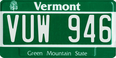 VT license plate VUW946