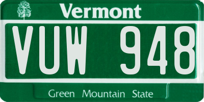 VT license plate VUW948