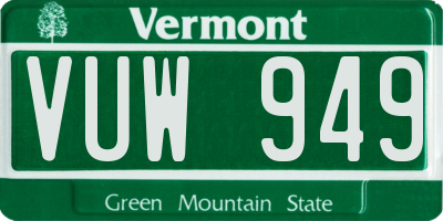 VT license plate VUW949