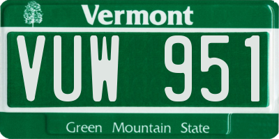 VT license plate VUW951