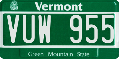 VT license plate VUW955