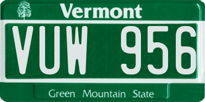 VT license plate VUW956