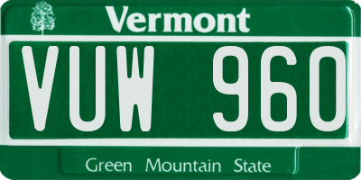 VT license plate VUW960