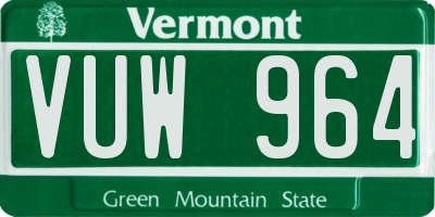 VT license plate VUW964