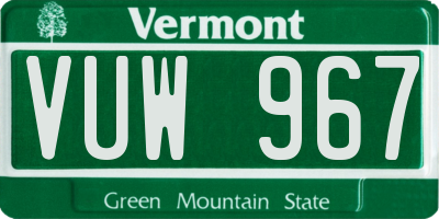 VT license plate VUW967