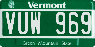 VT license plate VUW969