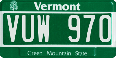 VT license plate VUW970