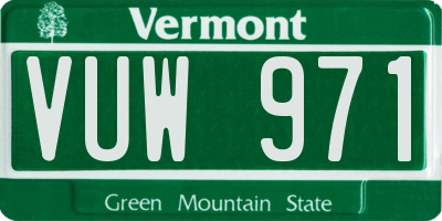 VT license plate VUW971