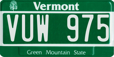 VT license plate VUW975