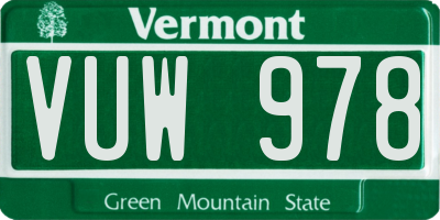 VT license plate VUW978