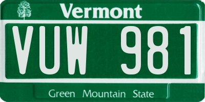 VT license plate VUW981