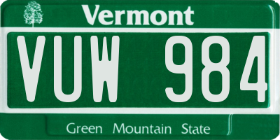 VT license plate VUW984