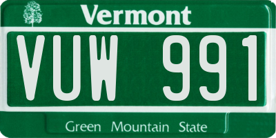 VT license plate VUW991