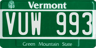 VT license plate VUW993
