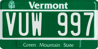 VT license plate VUW997
