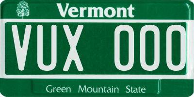 VT license plate VUX000