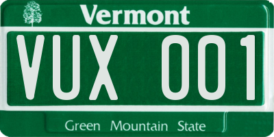 VT license plate VUX001