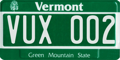 VT license plate VUX002
