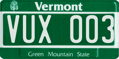 VT license plate VUX003