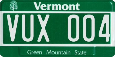VT license plate VUX004