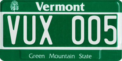 VT license plate VUX005