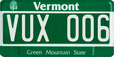 VT license plate VUX006