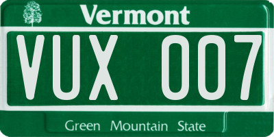 VT license plate VUX007