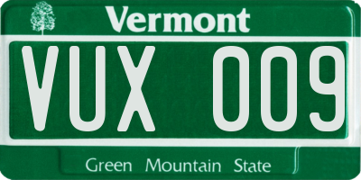 VT license plate VUX009