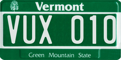 VT license plate VUX010