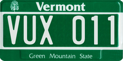 VT license plate VUX011