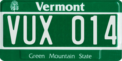 VT license plate VUX014