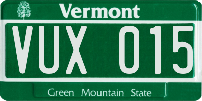 VT license plate VUX015