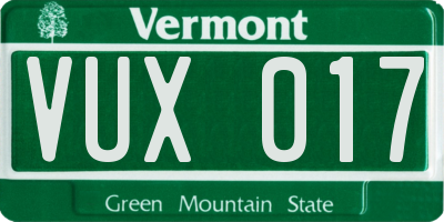 VT license plate VUX017