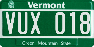VT license plate VUX018