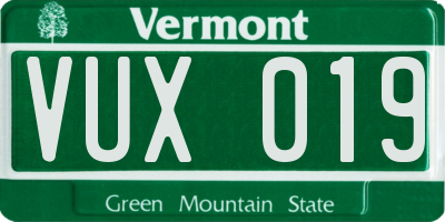 VT license plate VUX019