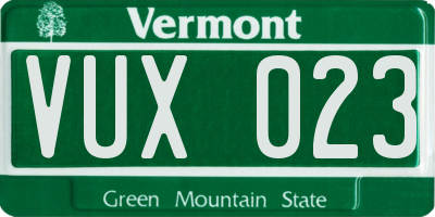 VT license plate VUX023
