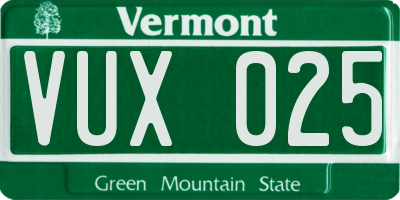 VT license plate VUX025