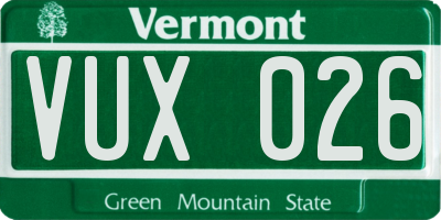 VT license plate VUX026
