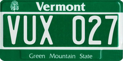 VT license plate VUX027