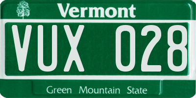 VT license plate VUX028