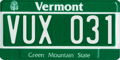 VT license plate VUX031