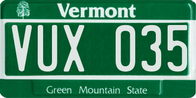 VT license plate VUX035