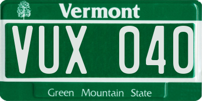 VT license plate VUX040