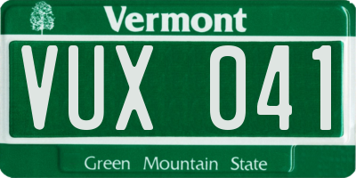 VT license plate VUX041