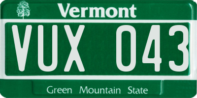 VT license plate VUX043