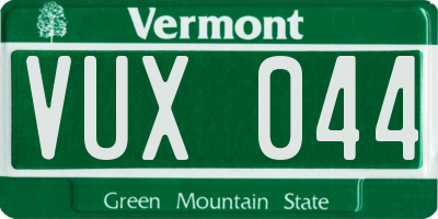VT license plate VUX044