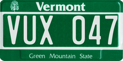 VT license plate VUX047