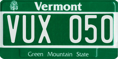 VT license plate VUX050
