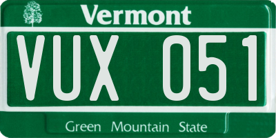VT license plate VUX051